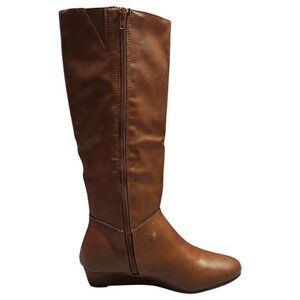 Style&co. Rainne Mid Calf Western Riding Boots Women 5.5M Brown Leather Side Zip